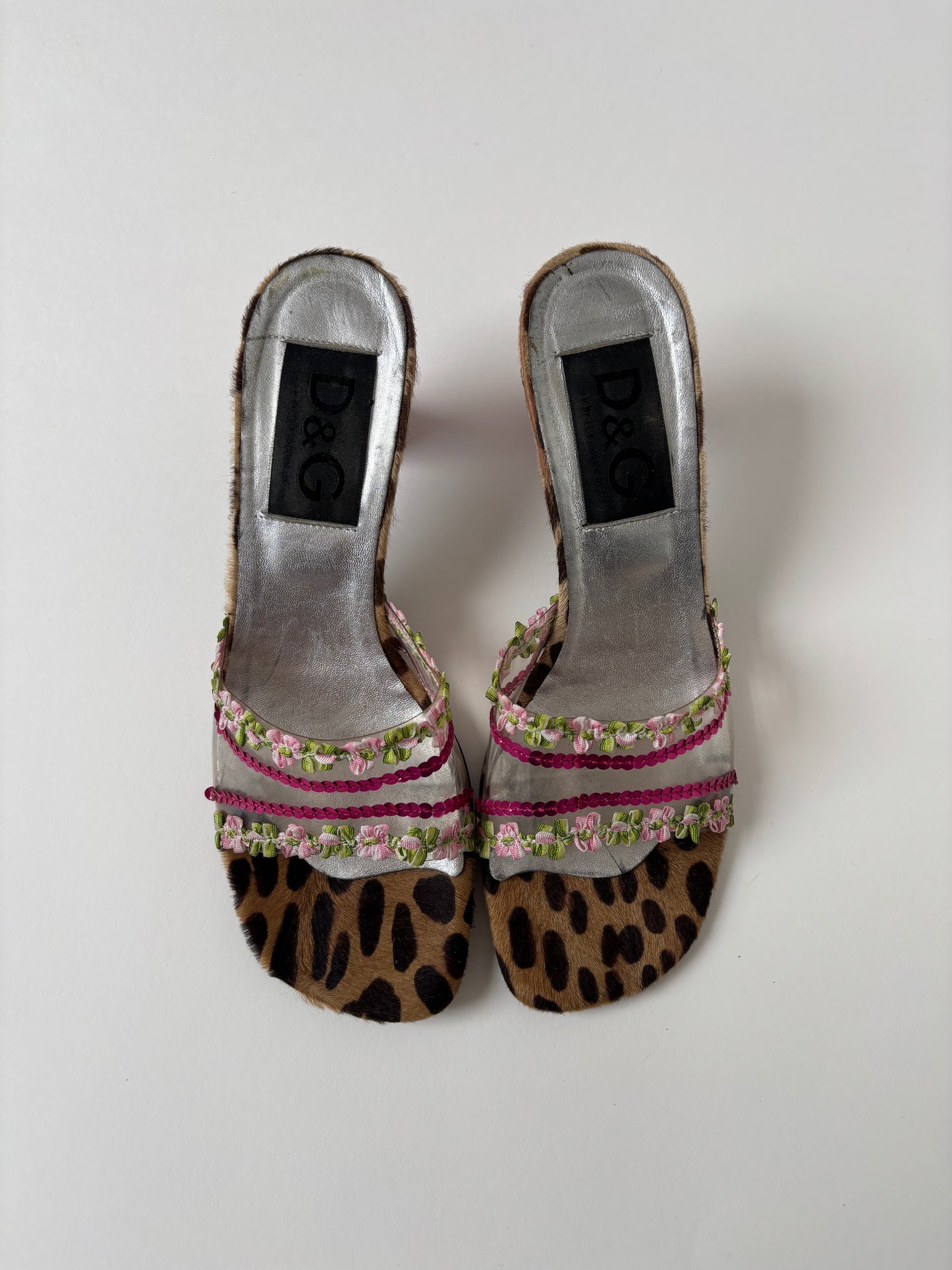 Dolce & Gabbana 1990s ponyhair leopard kitten heels (EU 38 / US 7.5)