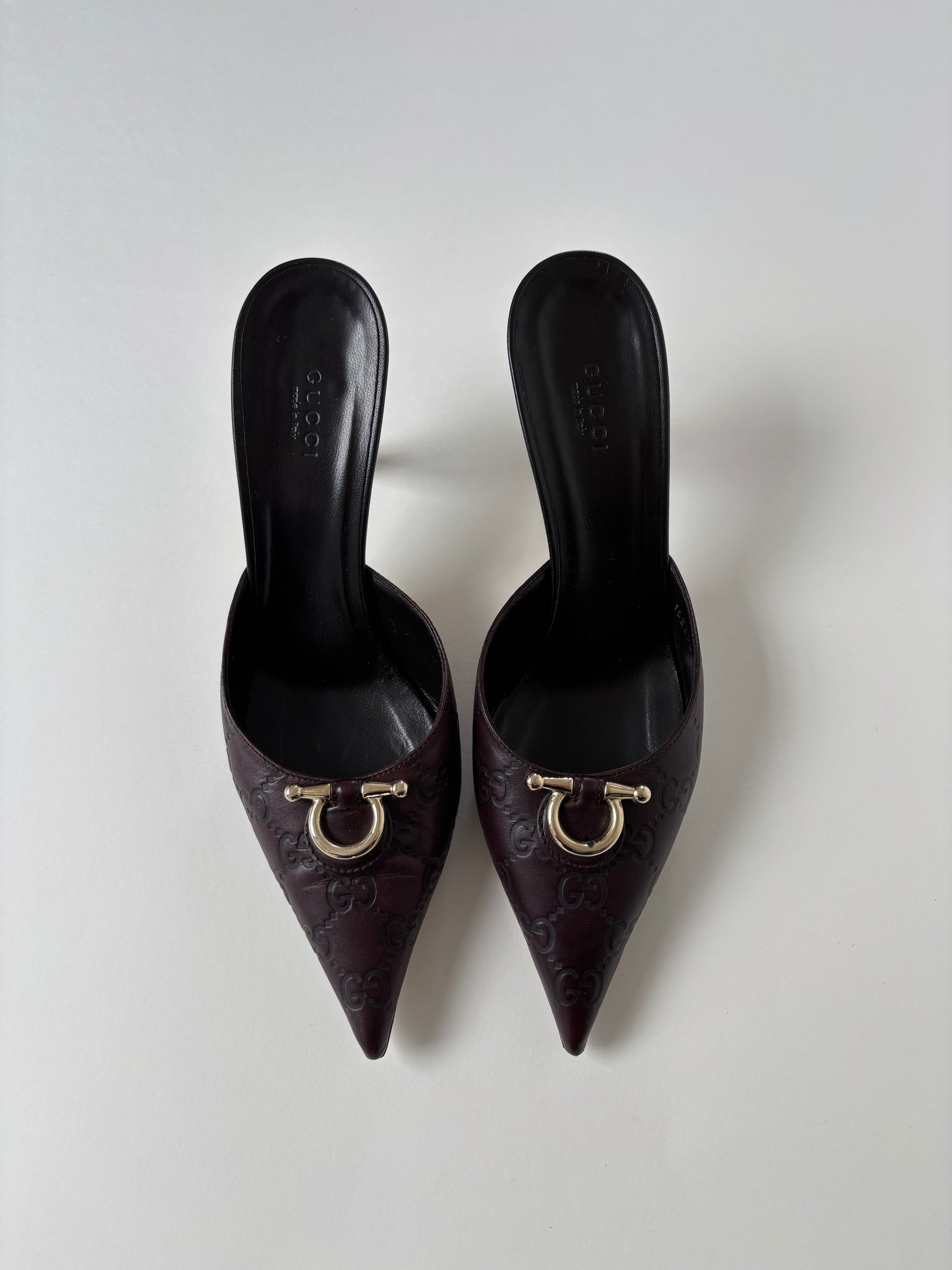 Gucci 2000s by Tom Ford dark chocolate monogram mules (EU 38,5 / US 8)