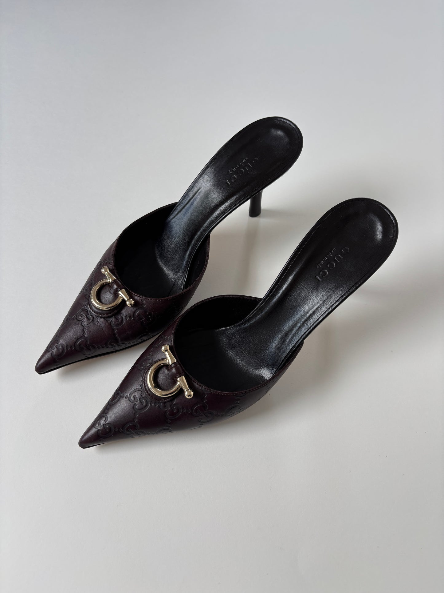 Gucci 2000s by Tom Ford dark chocolate monogram mules (EU 38,5 / US 8)