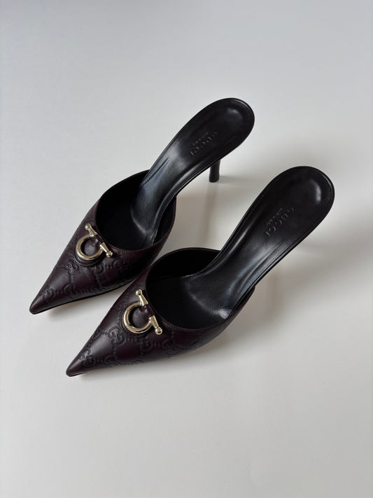 Gucci 2000s by Tom Ford dark chocolate monogram mules (EU 38,5 / US 8)