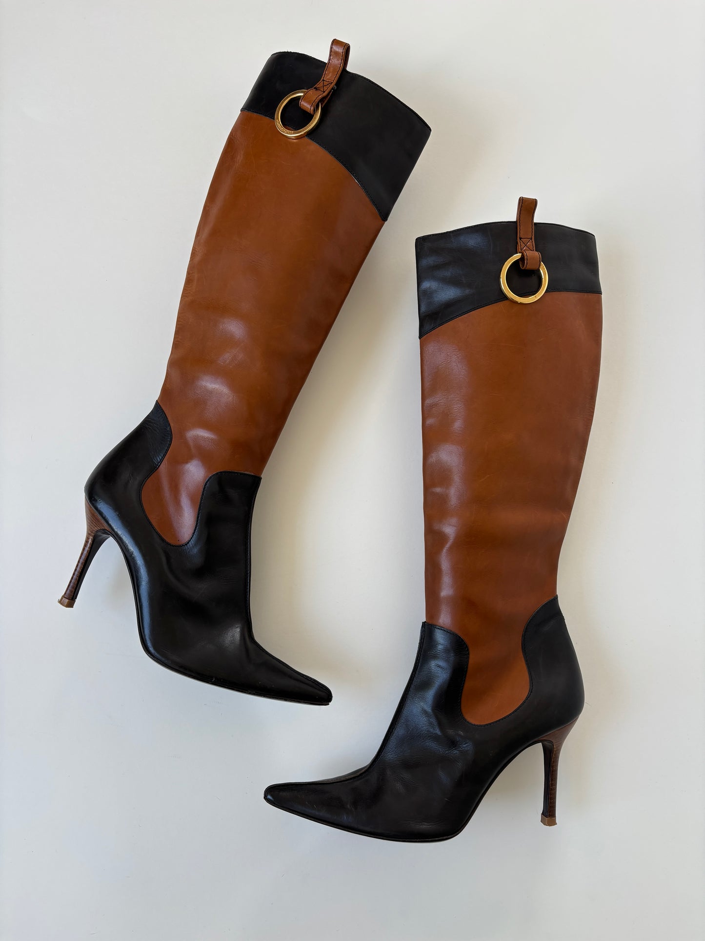 Dolce & Gabbana 2000s tan O-ring boots (EU 39 / US 8.5)