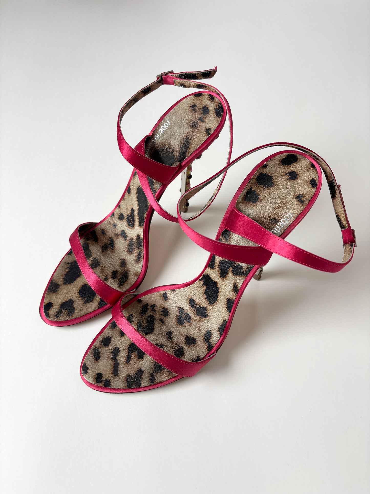 Roberto Cavalli 2000s pink satin jewelry heels (EU 40 / US 9.5)