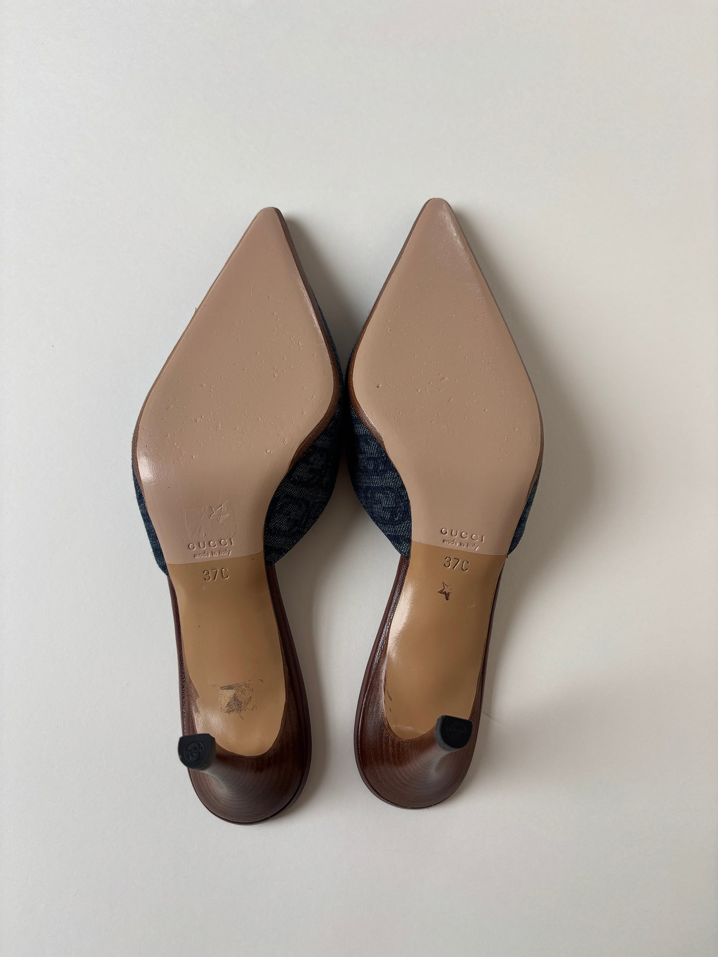 Gucci by Tom Ford 2000s denim interlocking monogram mules (EU 37 / US 6.5)