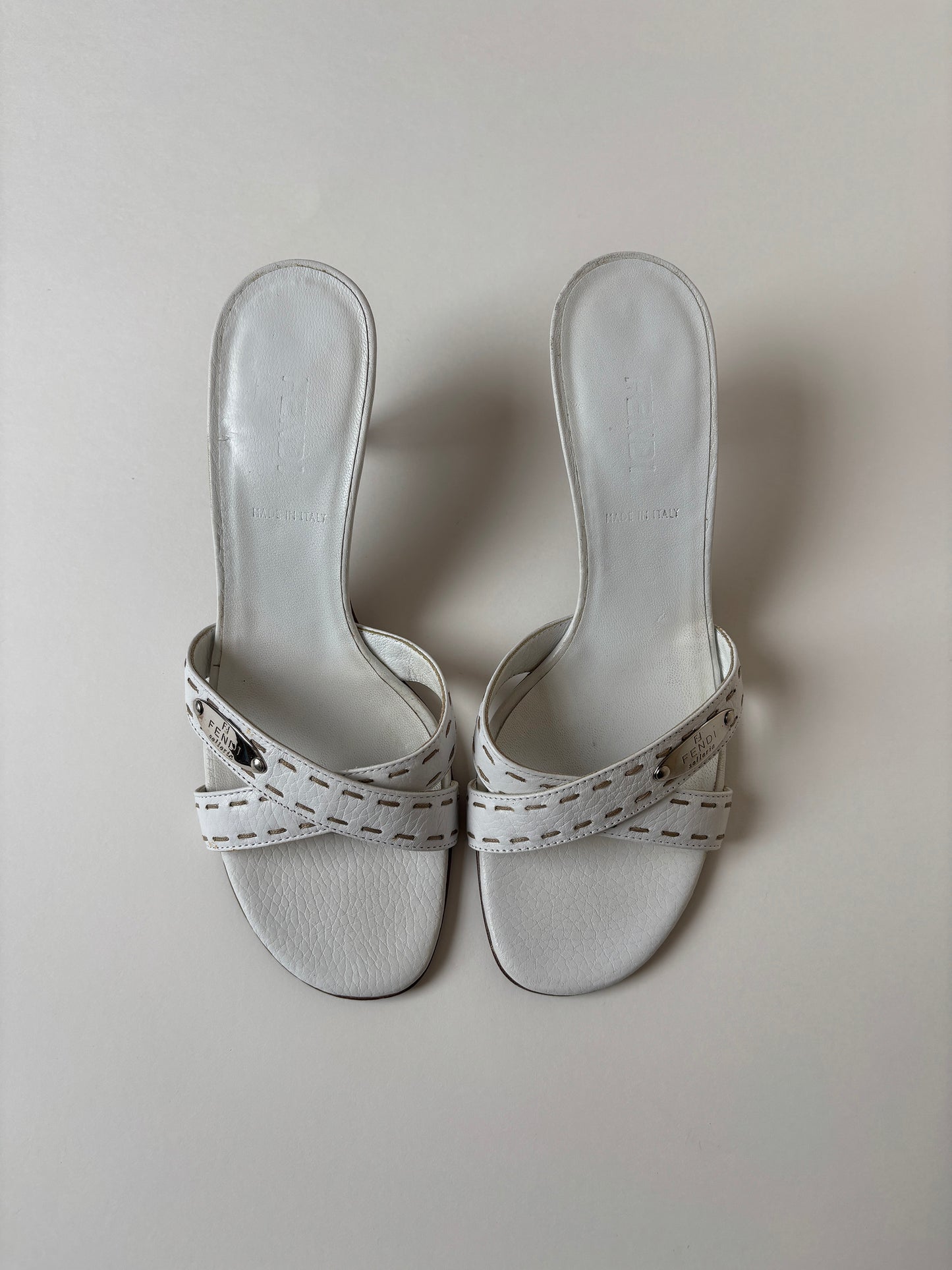Fendi 2000s white logo kitten heels (EU 36,5 / US 6)