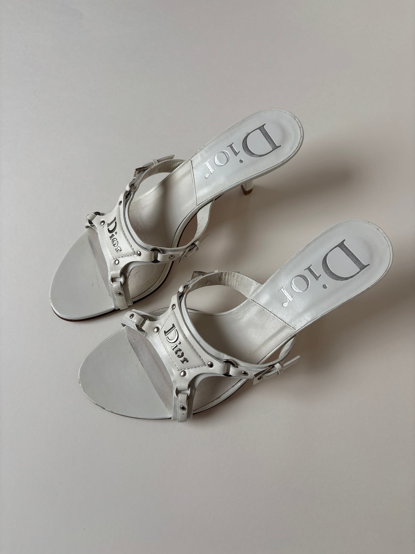 Christian Dior iconic F/W 2003 by John Galliano white bondage kitten heels (EU 36 / US 5.5)