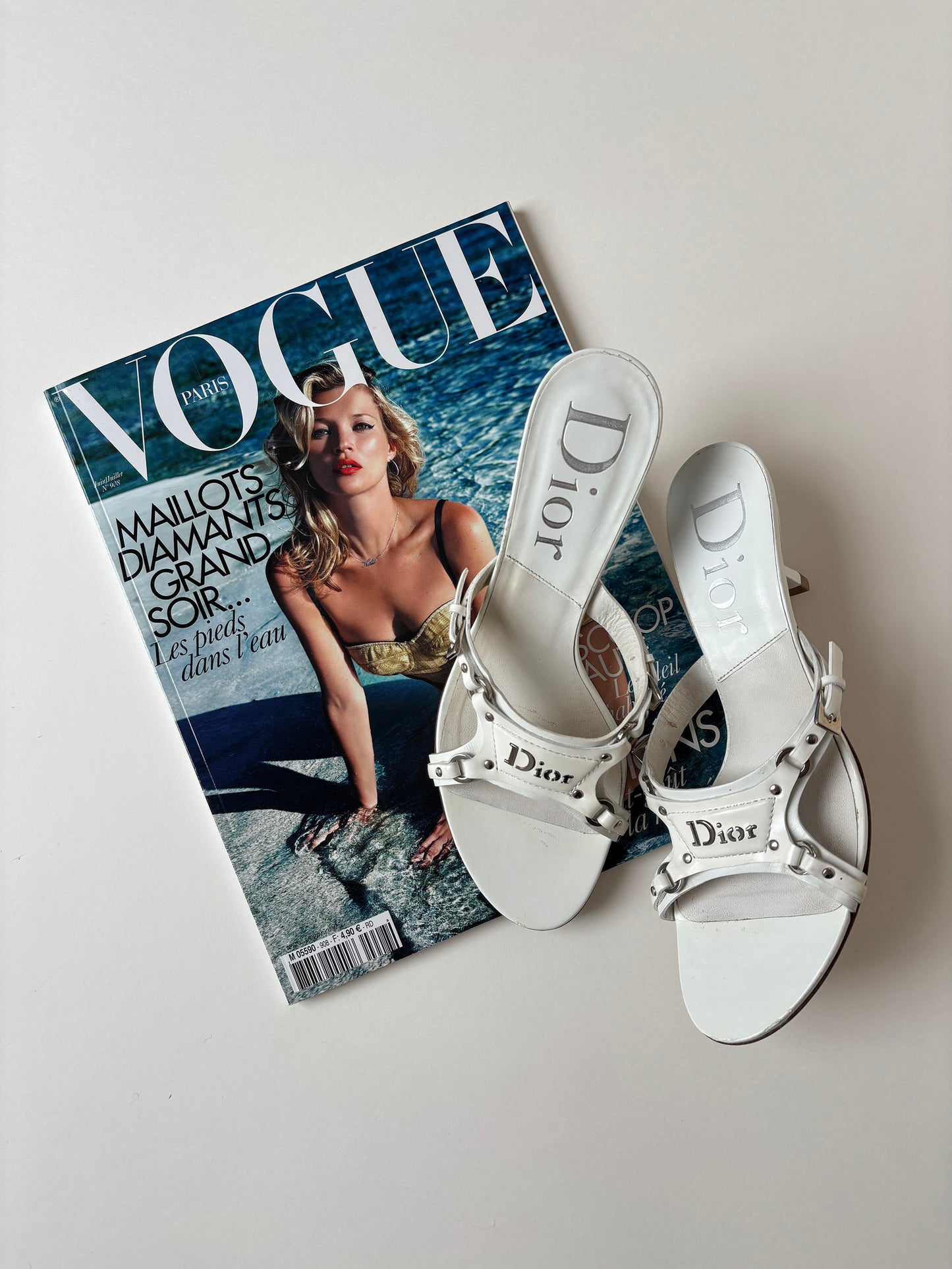 Christian Dior iconic F/W 2003 by John Galliano white bondage kitten heels (EU 36 / US 5.5)