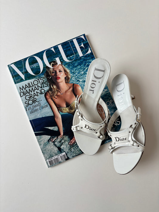 Christian Dior iconic F/W 2003 by John Galliano white bondage kitten heels (EU 36 / US 5.5)