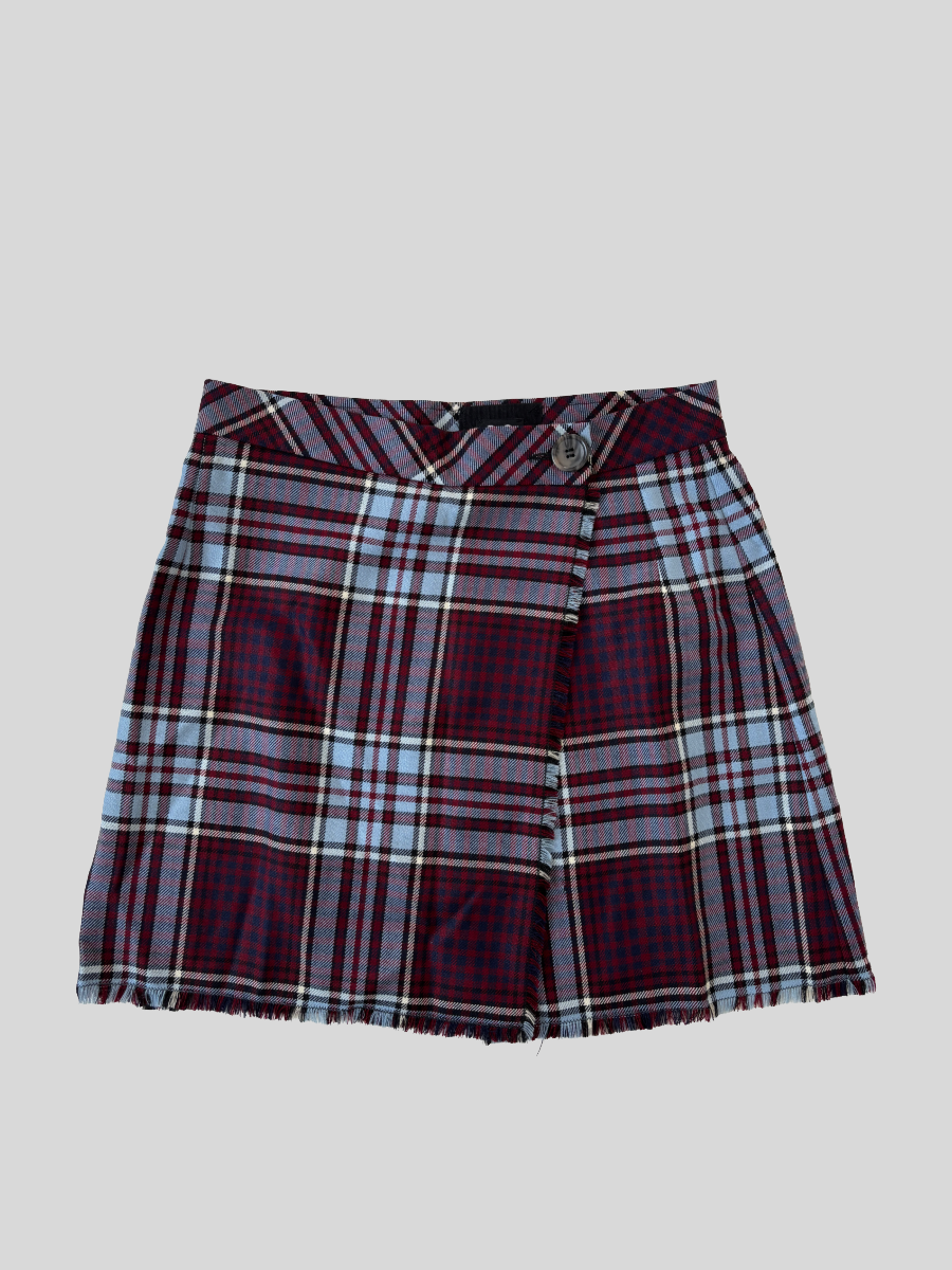 Dolce & Gabbana 2000s burgundy checkered wool mini skirt | Size S-M