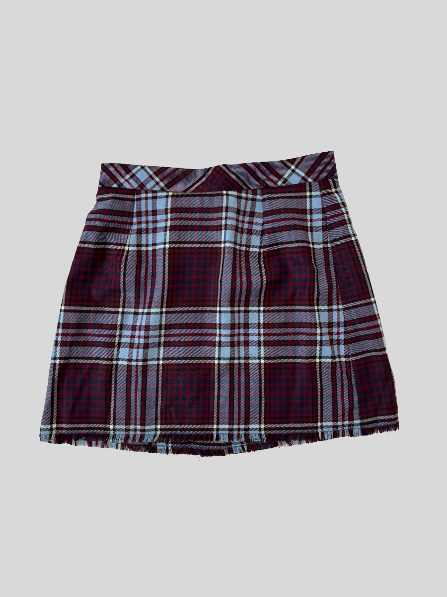 Dolce & Gabbana 2000s burgundy checkered wool mini skirt | Size S-M