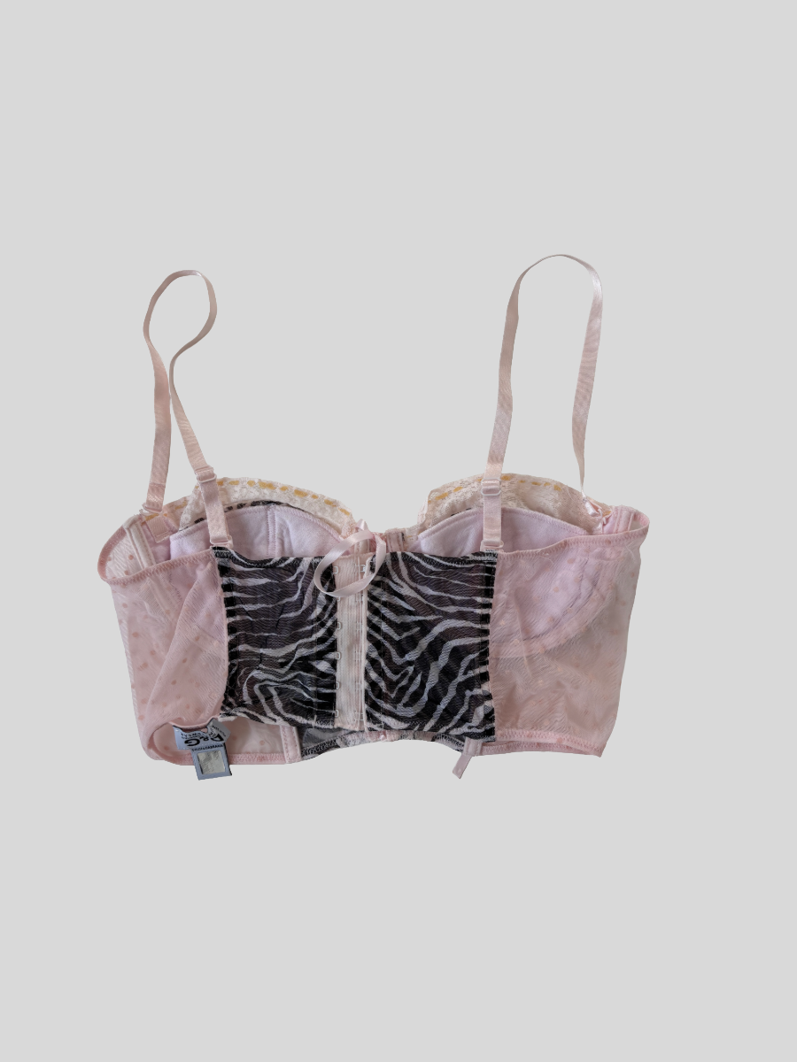 Dolce & Gabbana 2000s mesh zebra lace bralette corset XS-S