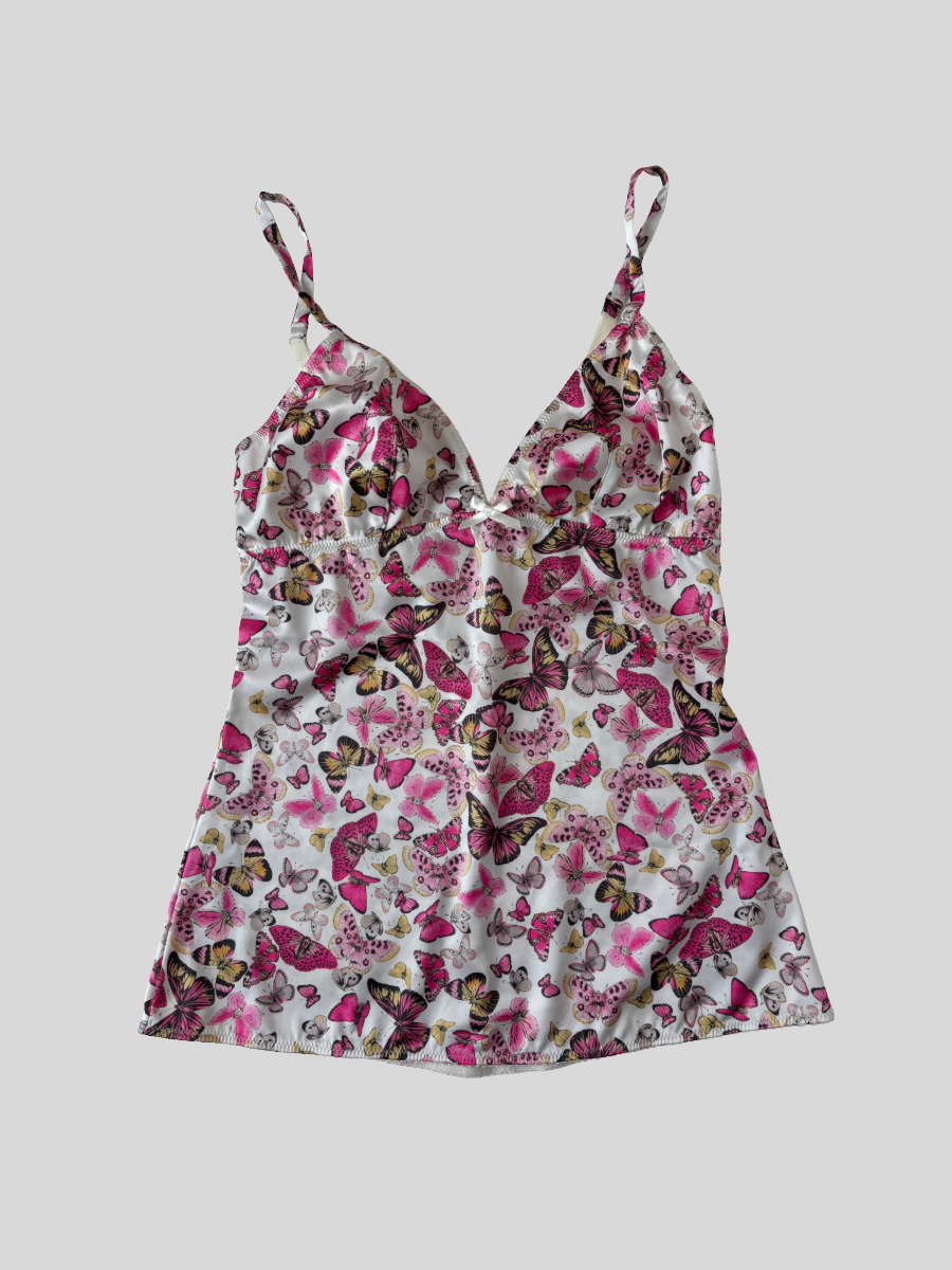 Dolce & Gabbana 2000s pink satin butterfly bow top S-M