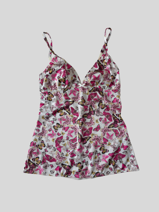 Dolce & Gabbana 2000s pink satin butterfly bow top S-M